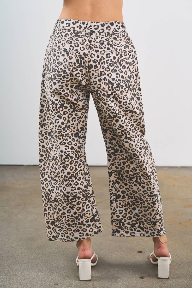 LEOPARD WITH RHINESTONE PANTS: Brown