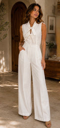 Linen Top and Bottom Set- White