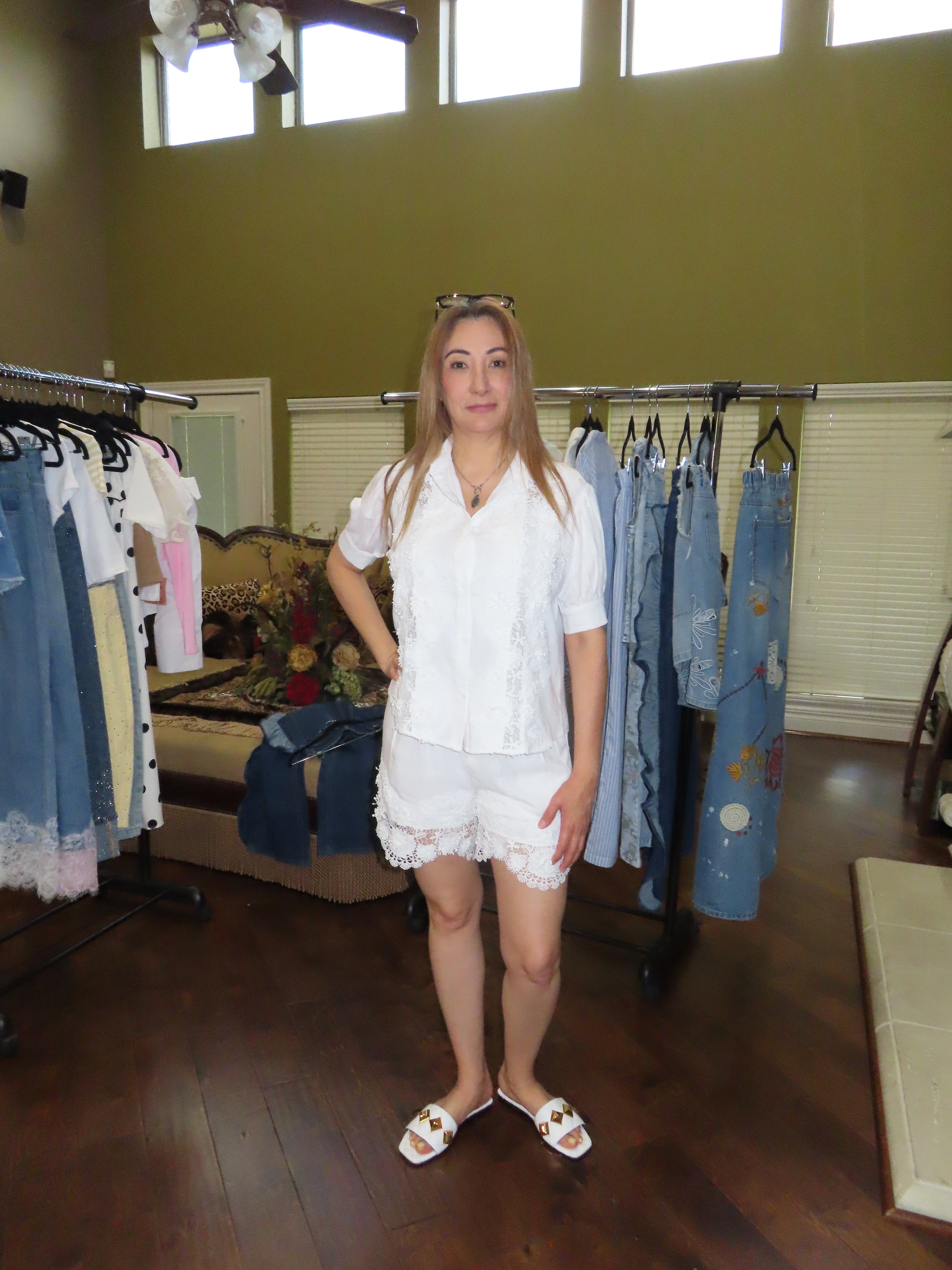 Embro Linen Short Set- White