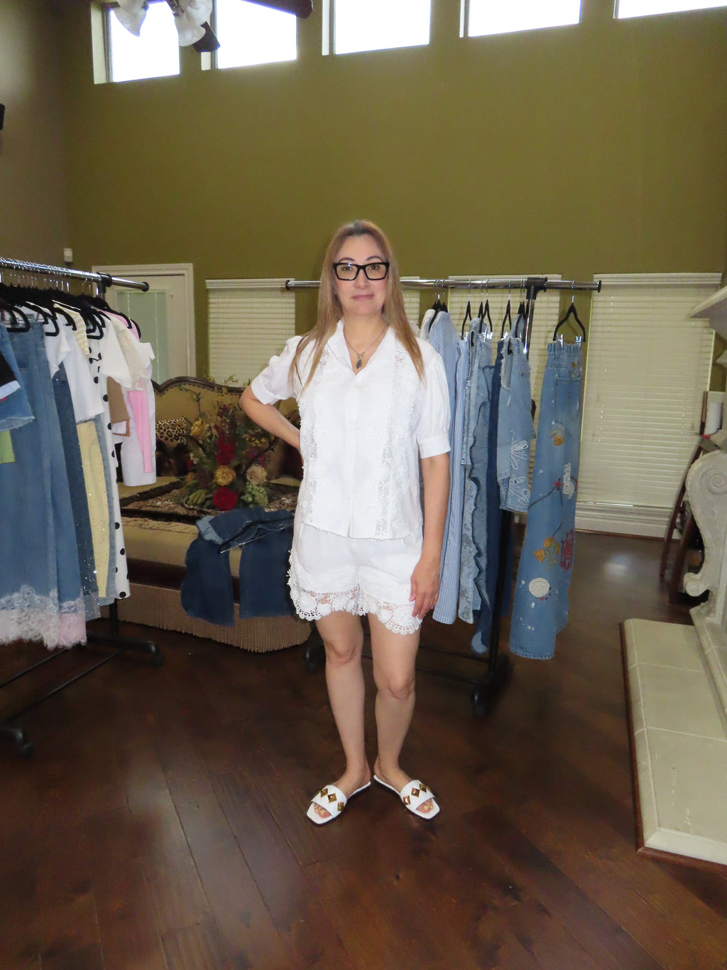 Embro Linen Short Set- White