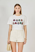 More Amore Embellished T-Shirt: White