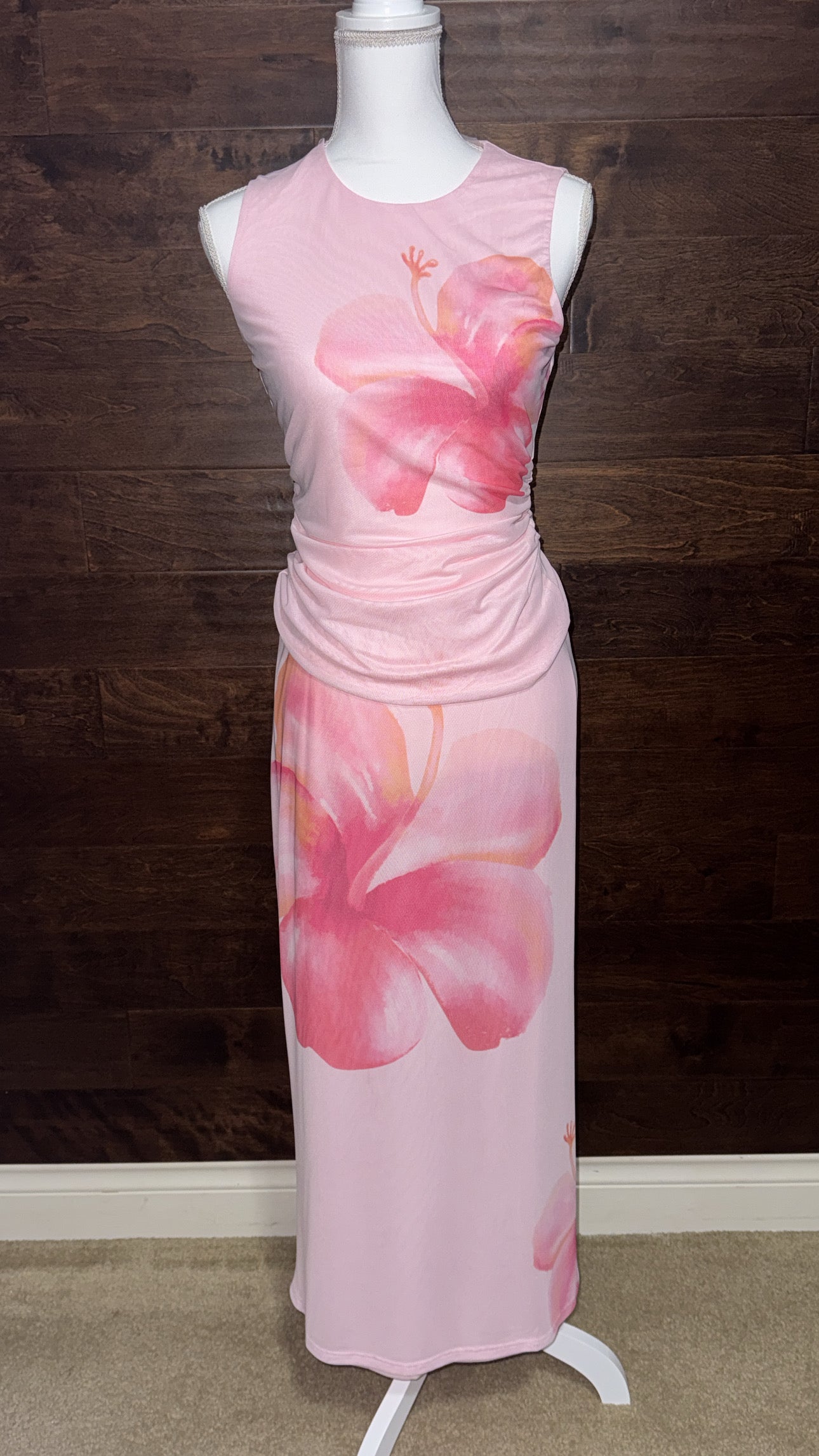 Mesh Floral Cami & Shirt Set
