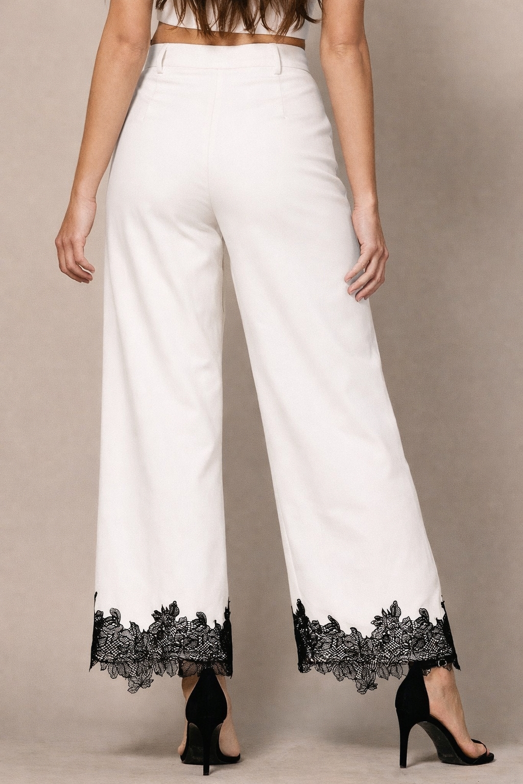 Lace crop top and Pant Set: Off White