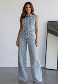 Flower Blue Jean  Set