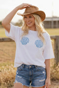 Seashell Bikini Graphic Print Boxy Tee- White