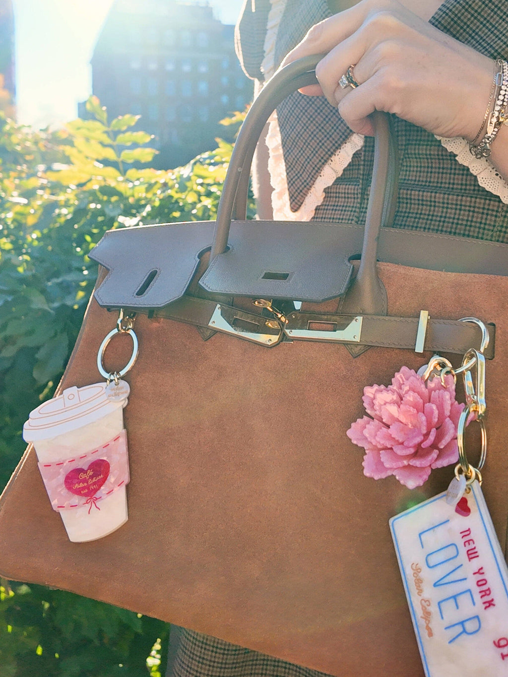 Hand-Painted Cafe Coffee Cup Bag Charm + Keychain