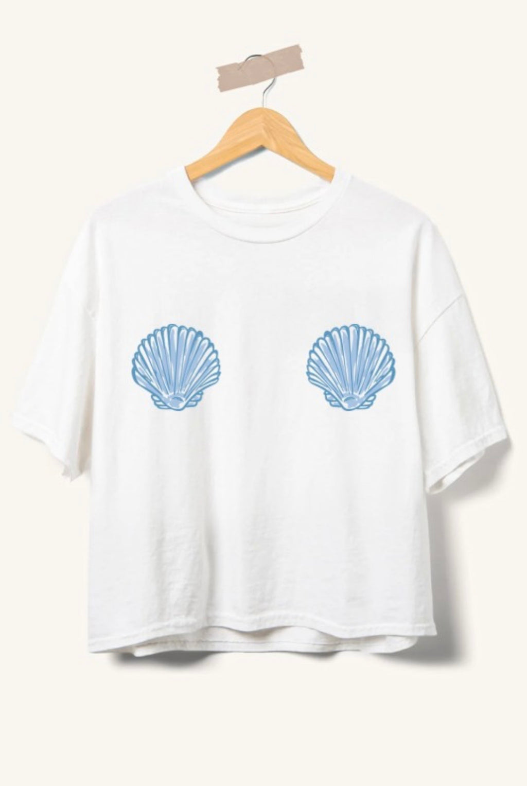 Seashell Bikini Graphic Print Boxy Tee- White