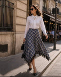 Plaid Maxi Skirt- Navy Blue
