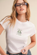 I Love You So Matcha Baby Tee Embro - White