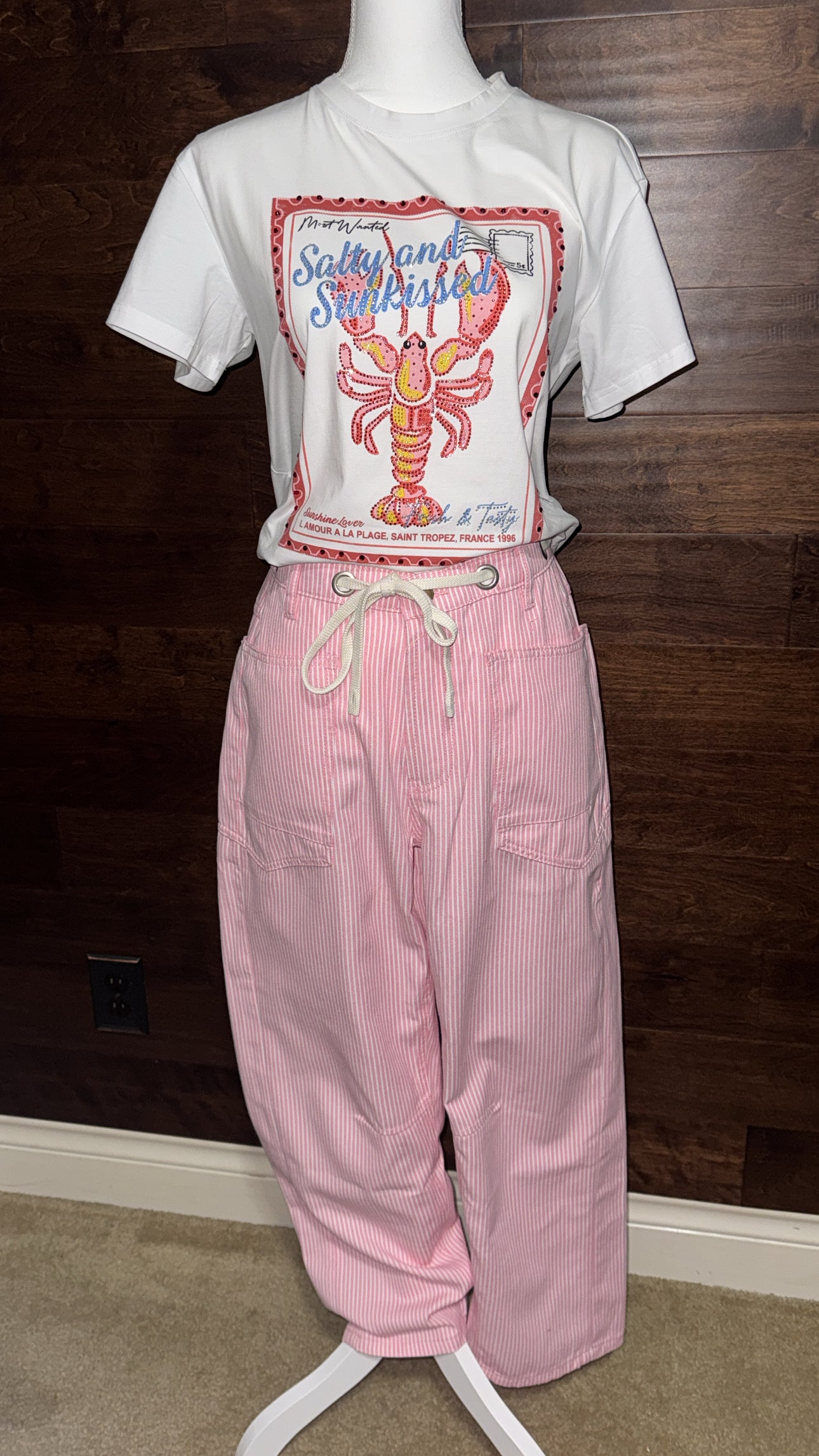 Striped Pattern Pants with Belt