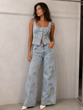 Embro Flower Blue Jean Set