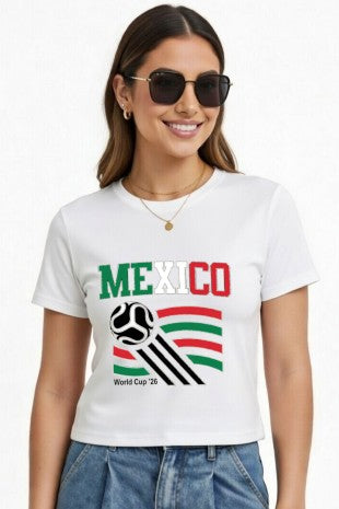 Bedazzled Mexico Soccer T-shirt- White