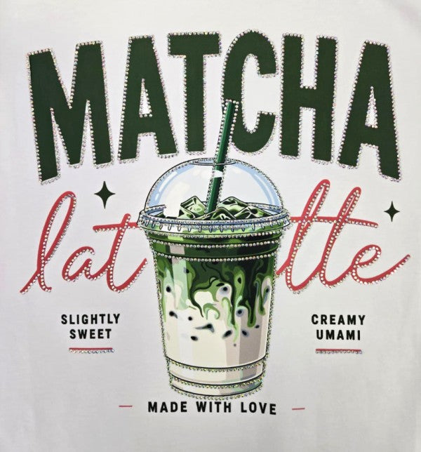 Bedazzled Matcha Latte T-Shirt- Black/White