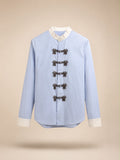 Long Sleeve Designer Blouse- Blue/White