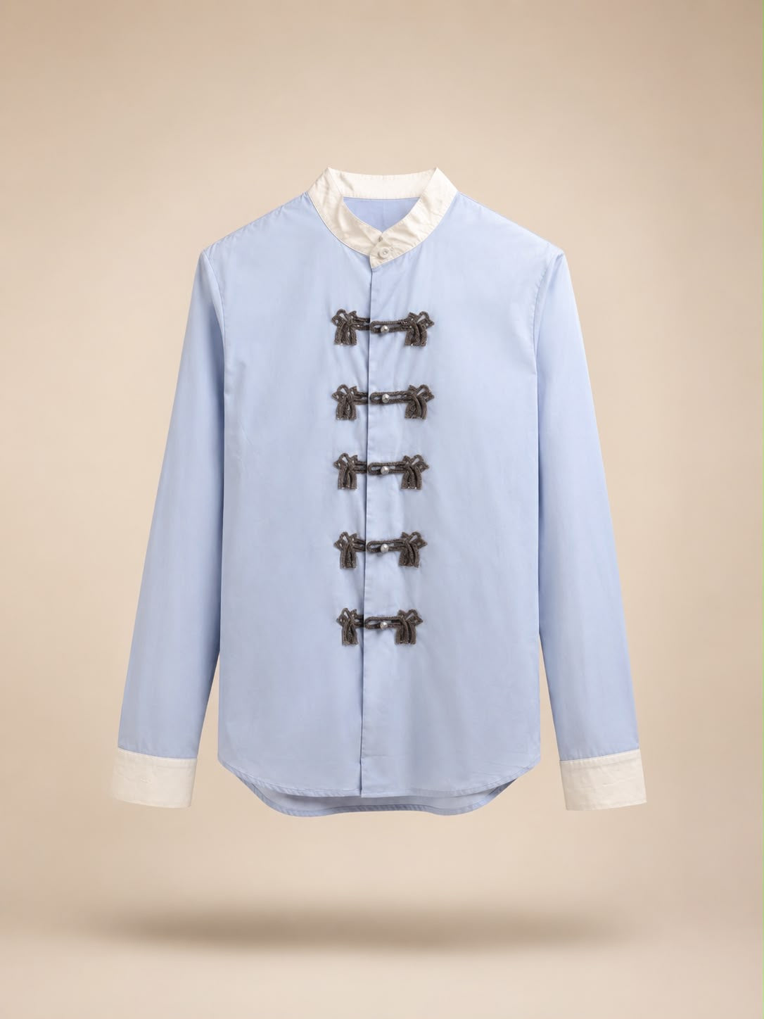 Long Sleeve Designer Blouse- Blue/White