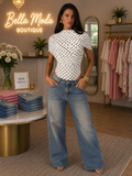 Polka Dot Turtle Neck Bodysuit- White