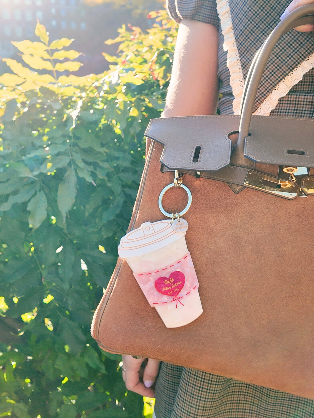Hand-Painted Cafe Coffee Cup Bag Charm + Keychain